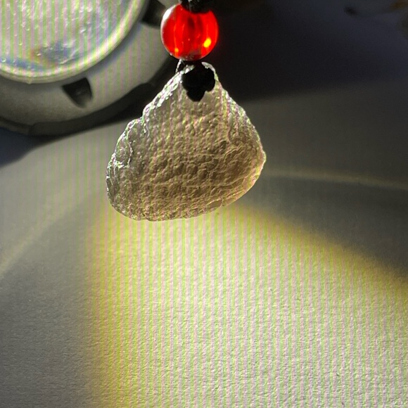 Tektite Saffordite Cintamani Pendant With Cord Necklace - Picture 7 of 7